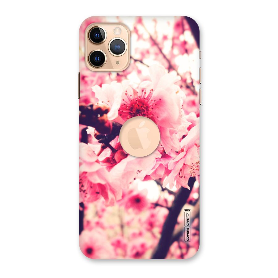 Pretty Pink Flowers Back Case for iPhone 11 Pro Max Logo Cut