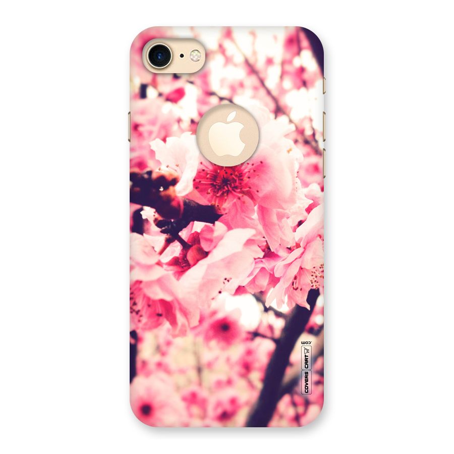 Pretty Pink Flowers Back Case for iPhone 8 Logo Cut