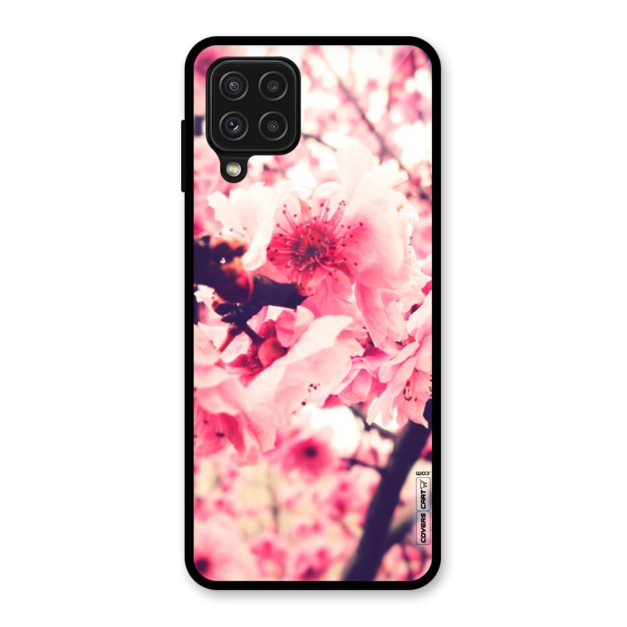 Pretty Pink Flowers Glass Back Case for Galaxy A22 4G