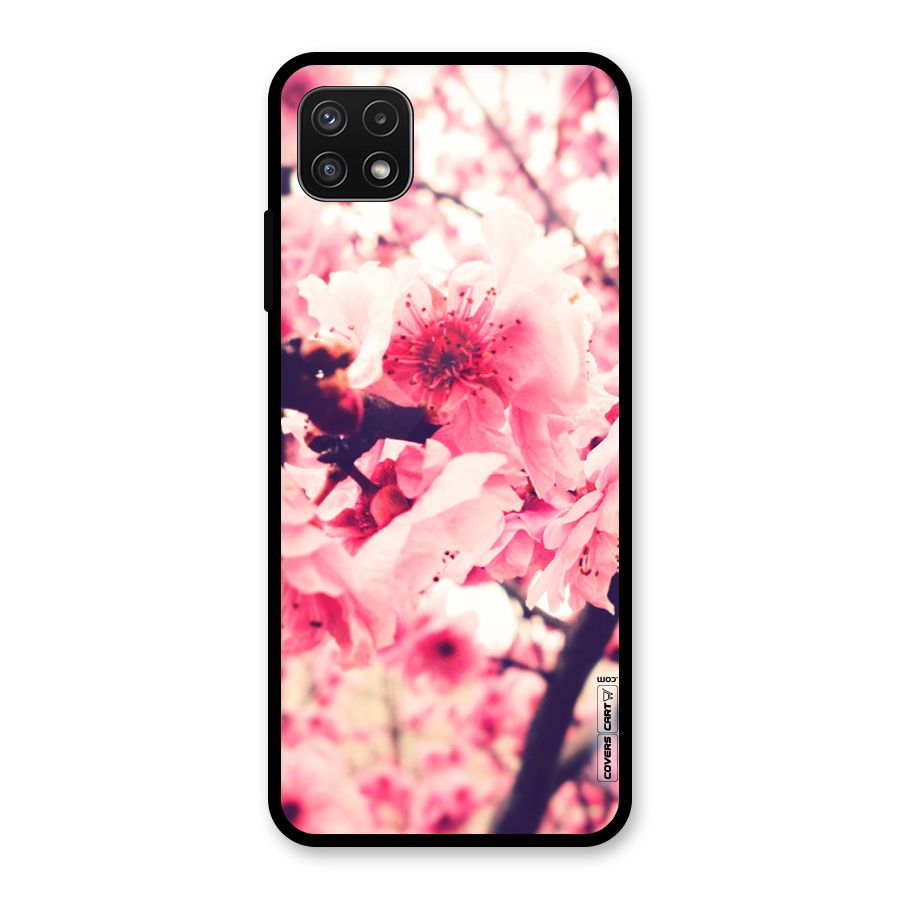 Pretty Pink Flowers Glass Back Case for Galaxy A22 5G