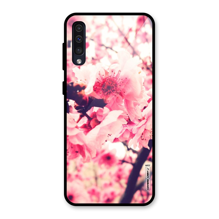 Pretty Pink Flowers Glass Back Case for Galaxy A50