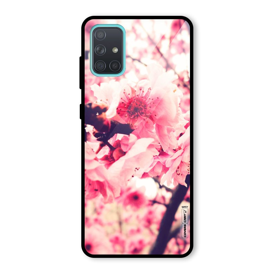 Pretty Pink Flowers Glass Back Case for Galaxy A71