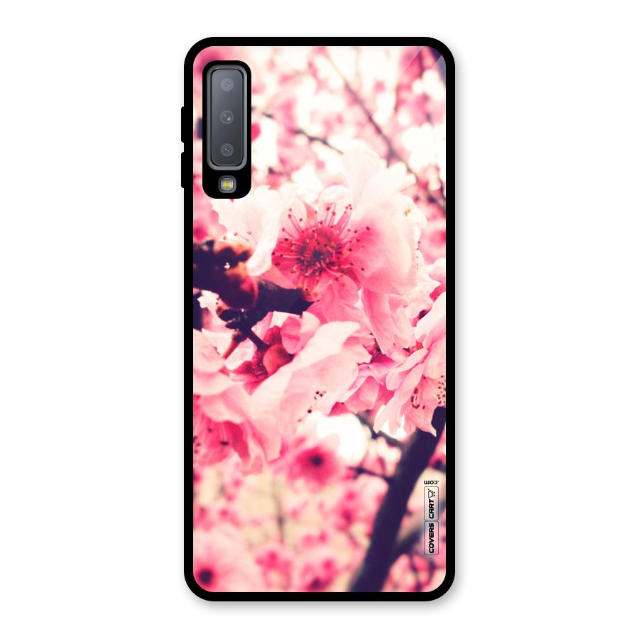 Pretty Pink Flowers Glass Back Case for Galaxy A7 (2018)
