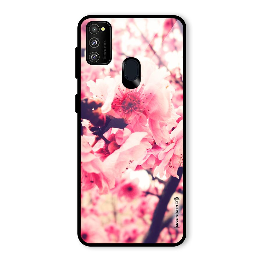 Pretty Pink Flowers Glass Back Case for Galaxy M30s