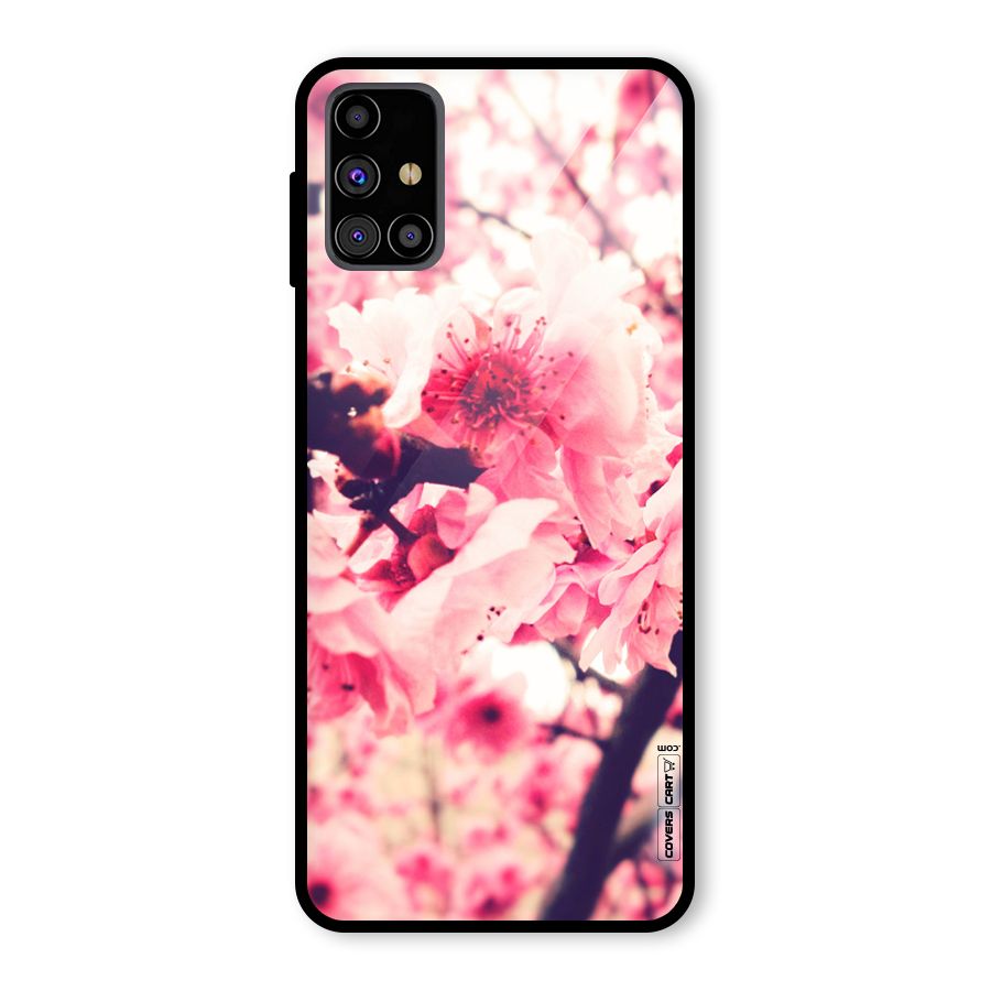 Pretty Pink Flowers Glass Back Case for Galaxy M31s