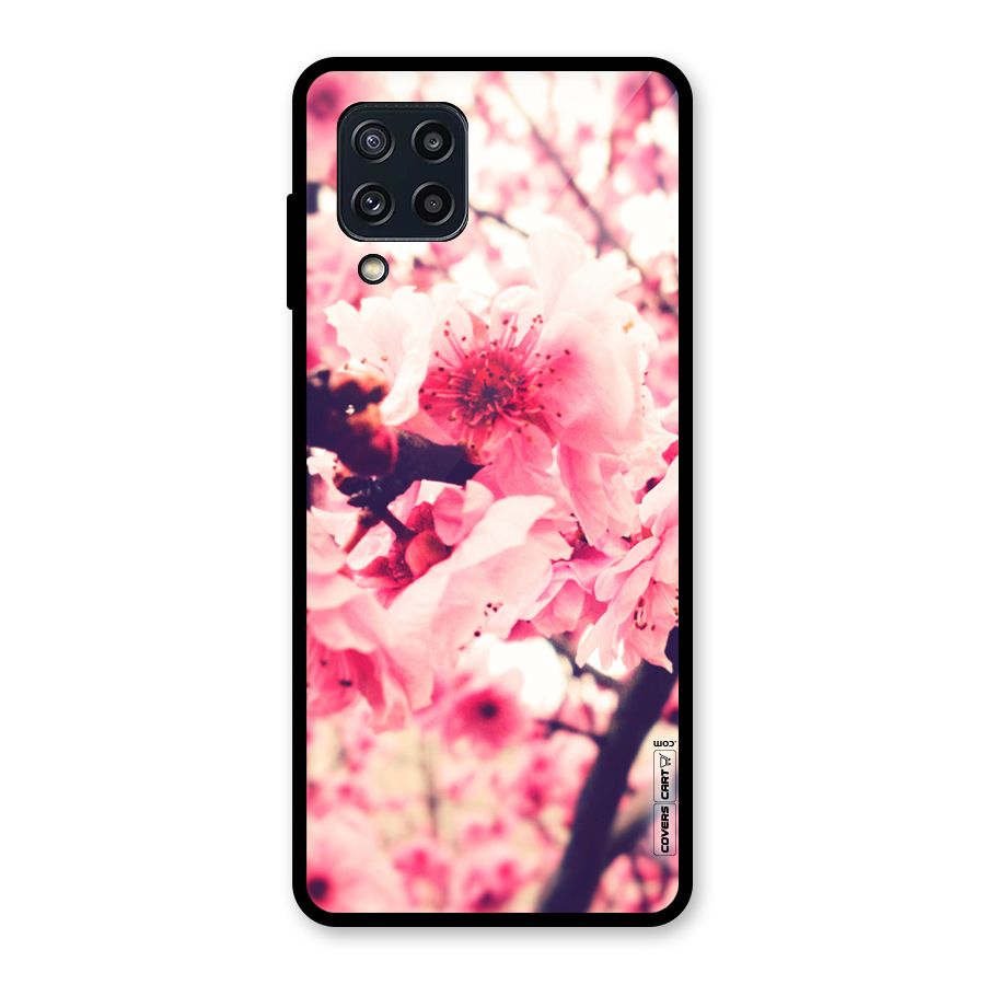 Pretty Pink Flowers Glass Back Case for Galaxy M32