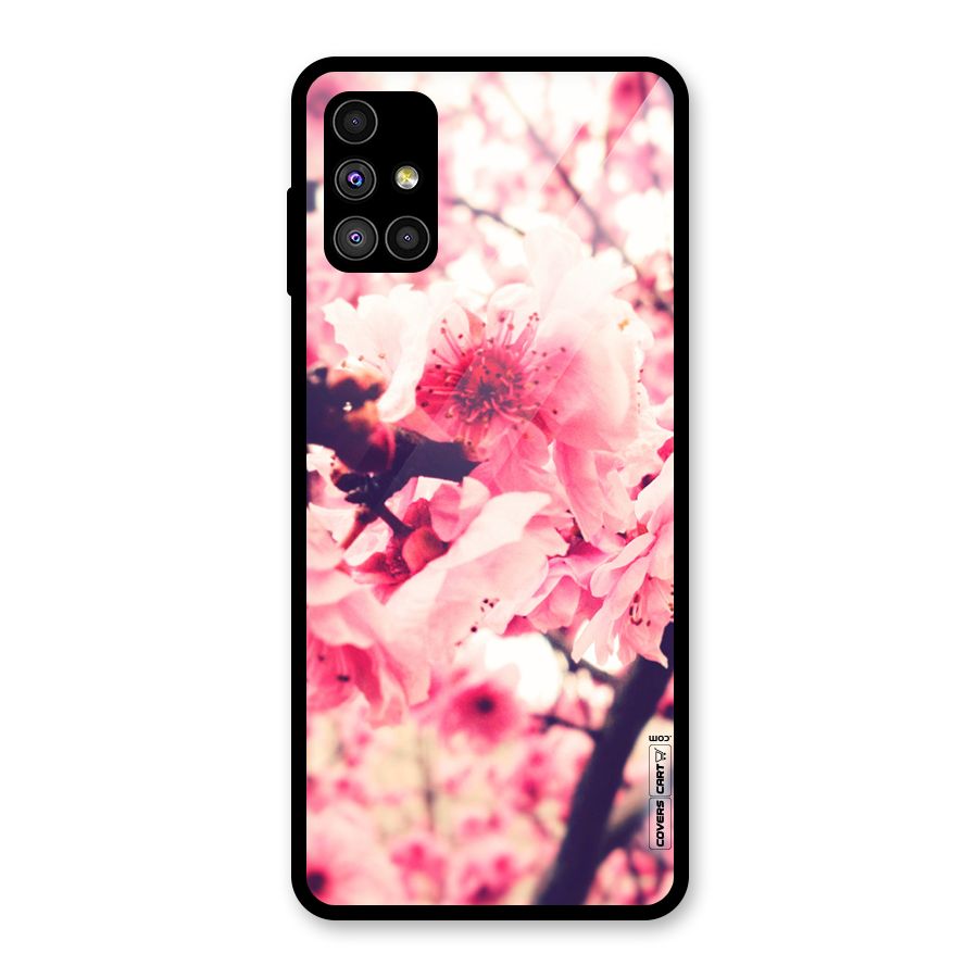 Pretty Pink Flowers Glass Back Case for Galaxy M51