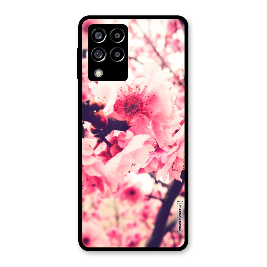 Pretty Pink Flowers Glass Back Case for Galaxy M53 5G