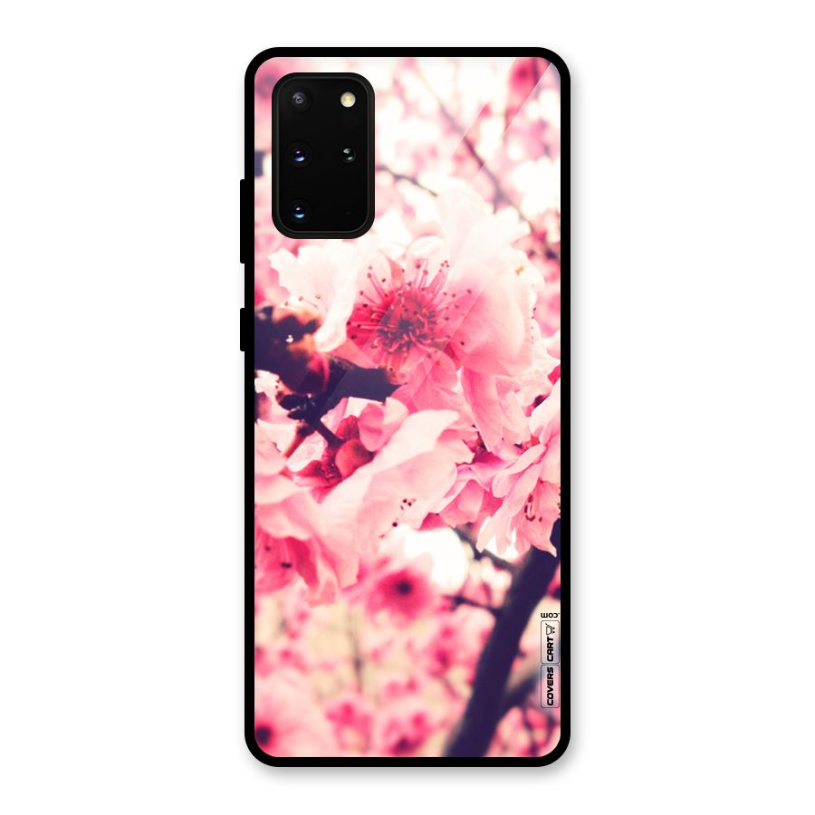 Pretty Pink Flowers Glass Back Case for Galaxy S20 Plus