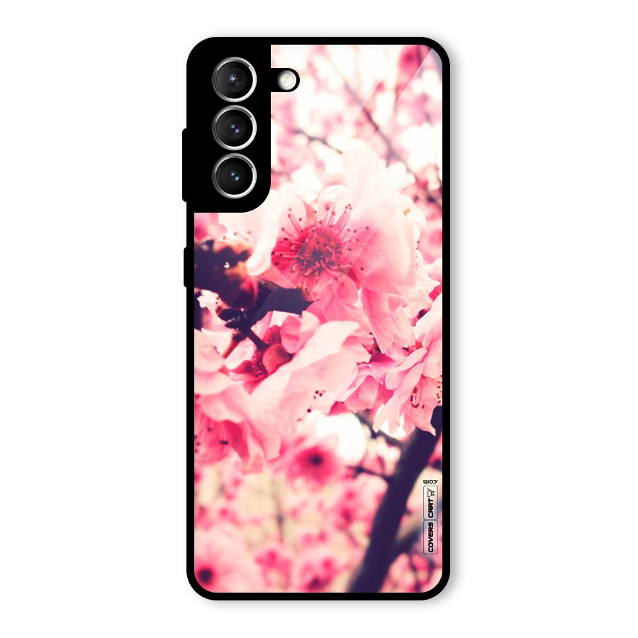 Pretty Pink Flowers Glass Back Case for Galaxy S21 5G