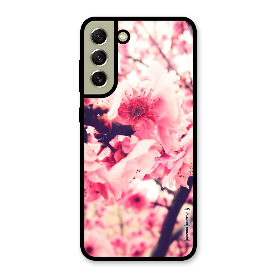 Pretty Pink Flowers Glass Back Case for Galaxy S21 FE 5G