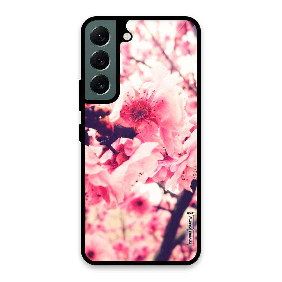 Pretty Pink Flowers Glass Back Case for Galaxy S22 5G