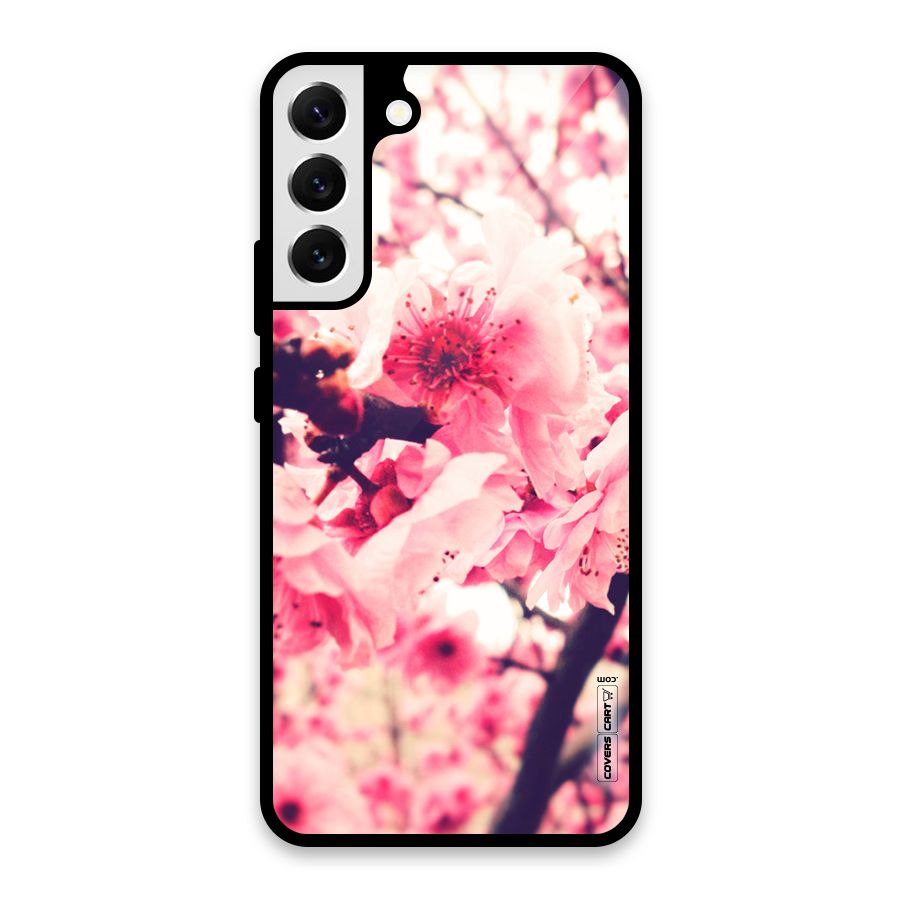 Pretty Pink Flowers Glass Back Case for Galaxy S22 Plus 5G