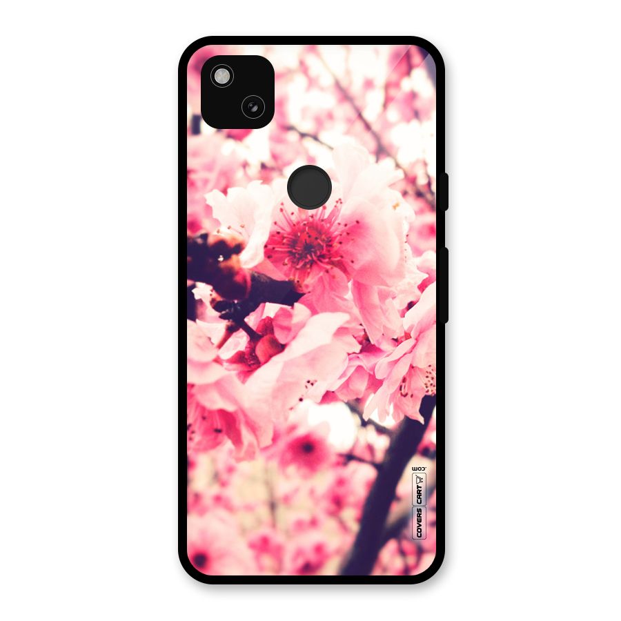 Pretty Pink Flowers Glass Back Case for Google Pixel 4a