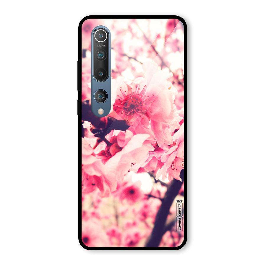 Pretty Pink Flowers Glass Back Case for Mi 10