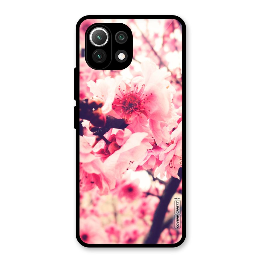 Pretty Pink Flowers Glass Back Case for Mi 11 Lite NE 5G
