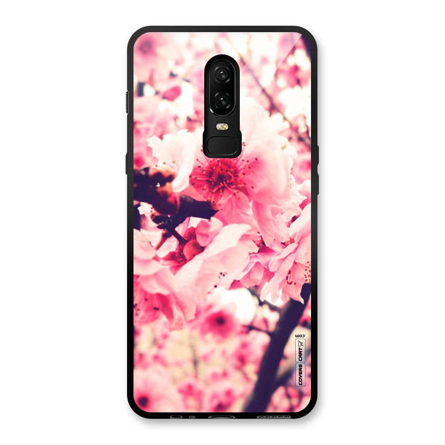 Pretty Pink Flowers Glass Back Case for OnePlus 6