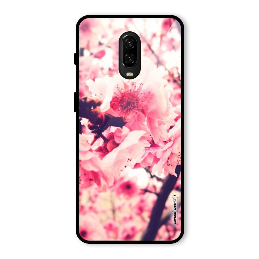 Pretty Pink Flowers Glass Back Case for OnePlus 6T