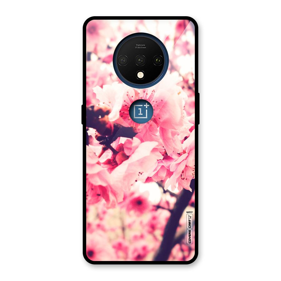 Pretty Pink Flowers Glass Back Case for OnePlus 7T