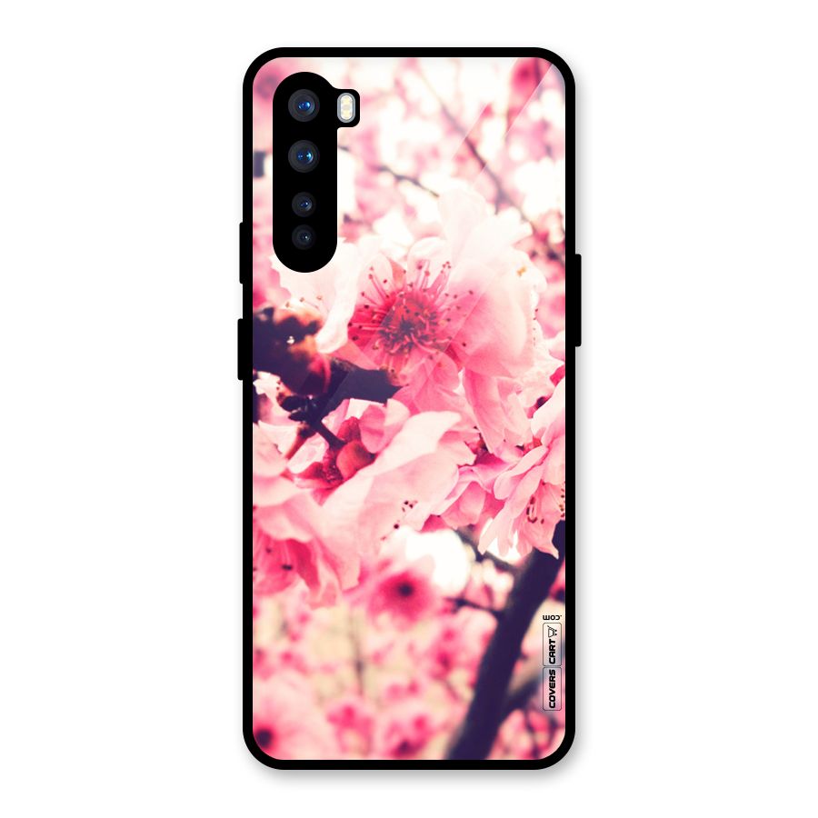 Pretty Pink Flowers Glass Back Case for OnePlus Nord