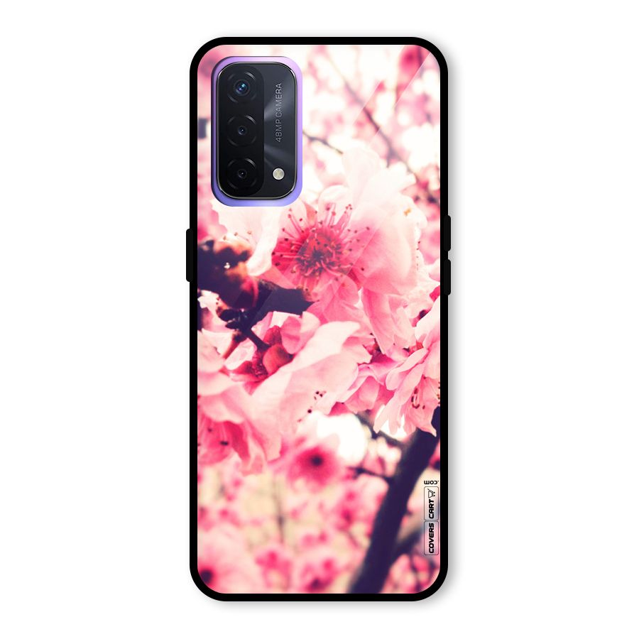 Pretty Pink Flowers Glass Back Case for Oppo A74 5G