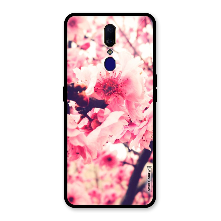 Pretty Pink Flowers Glass Back Case for Oppo F11