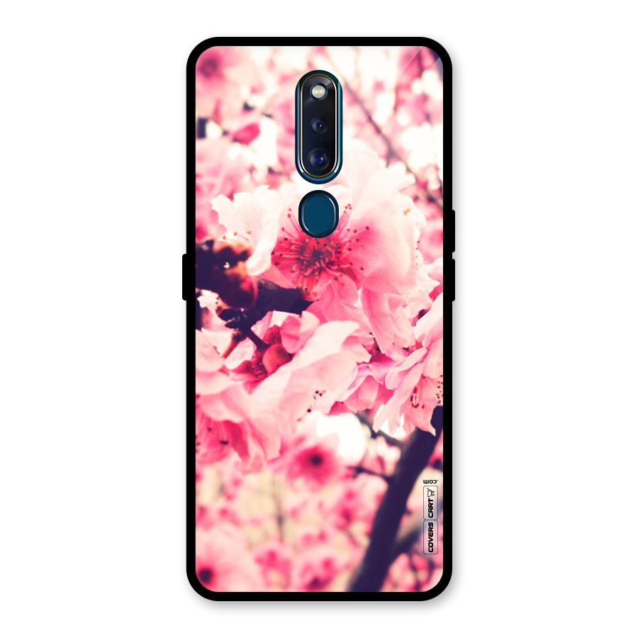 Pretty Pink Flowers Glass Back Case for Oppo F11 Pro