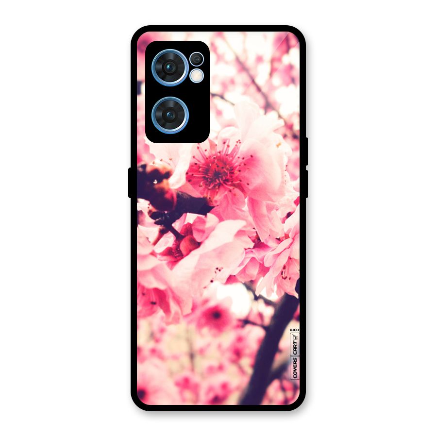 Pretty Pink Flowers Glass Back Case for Oppo Reno7 5G