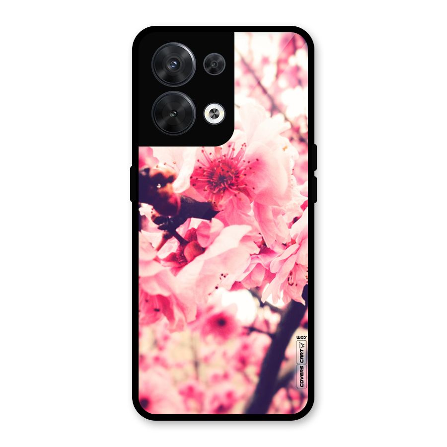 Pretty Pink Flowers Glass Back Case for Oppo Reno8 5G