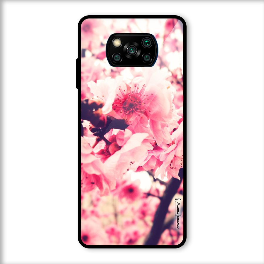 Pretty Pink Flowers Glass Back Case for Poco X3