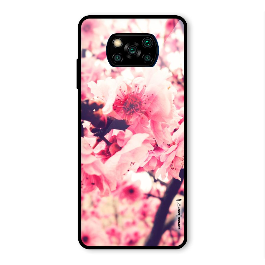 Pretty Pink Flowers Glass Back Case for Poco X3 Pro