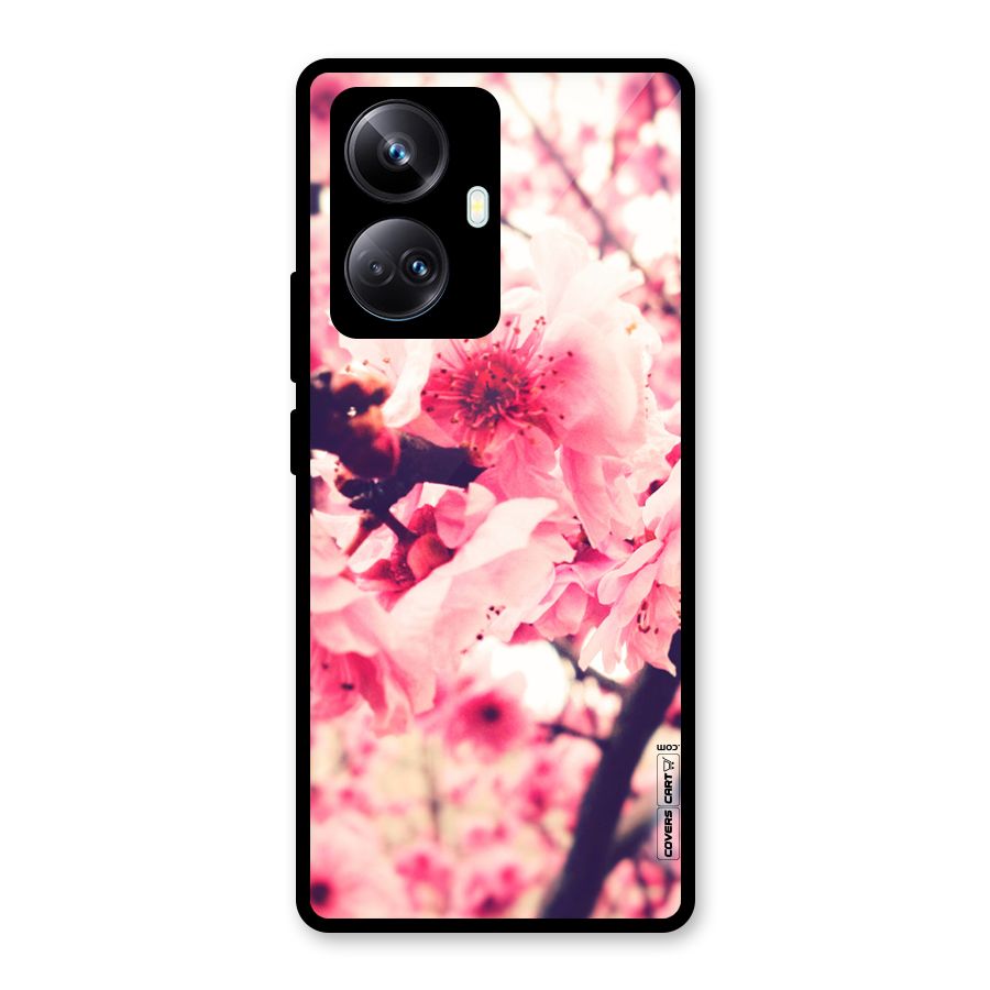 Pretty Pink Flowers Glass Back Case for Realme 10 Pro Plus