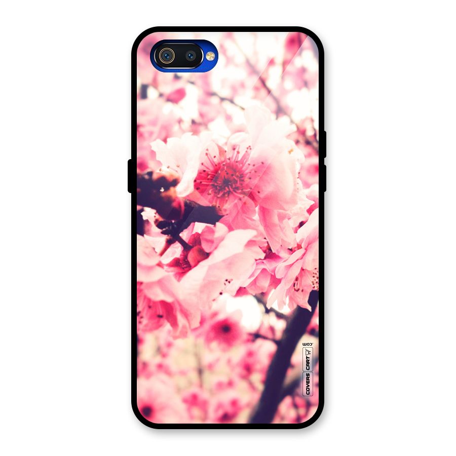 Pretty Pink Flowers Glass Back Case for Realme C2