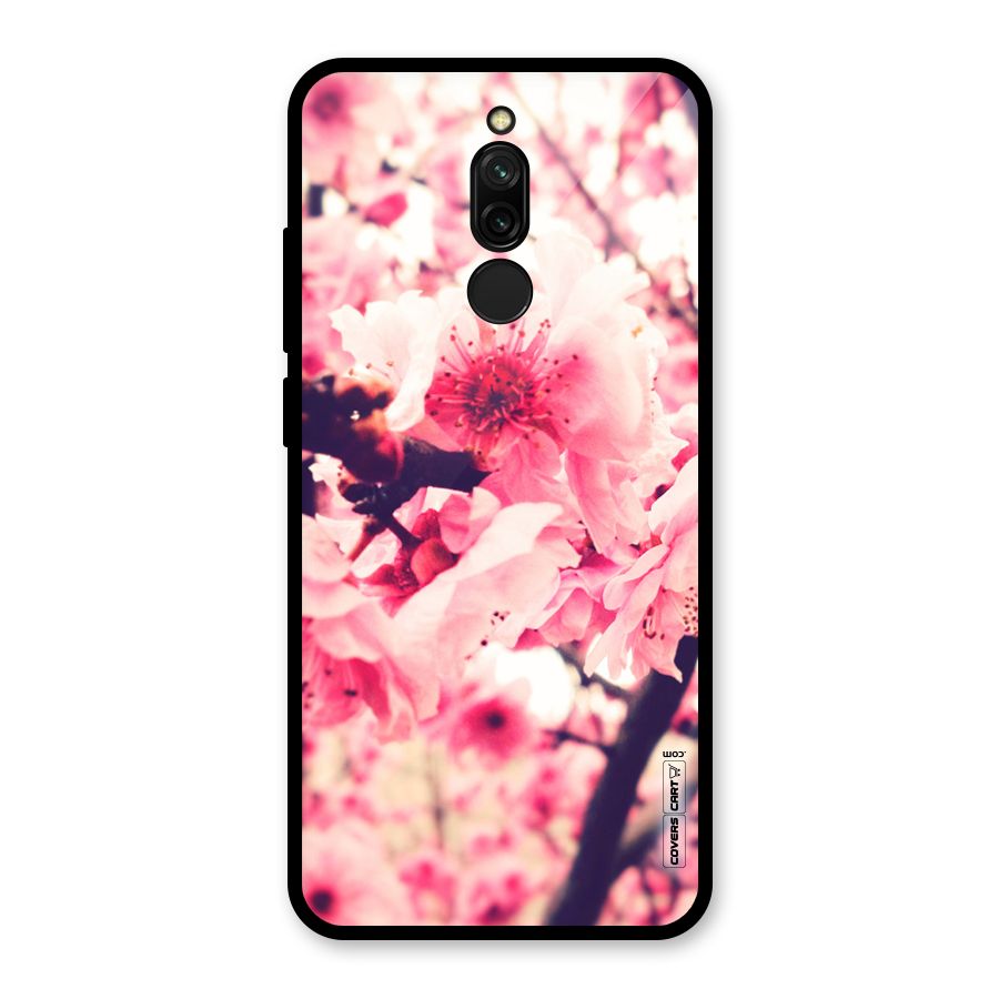 Pretty Pink Flowers Glass Back Case for Redmi 8