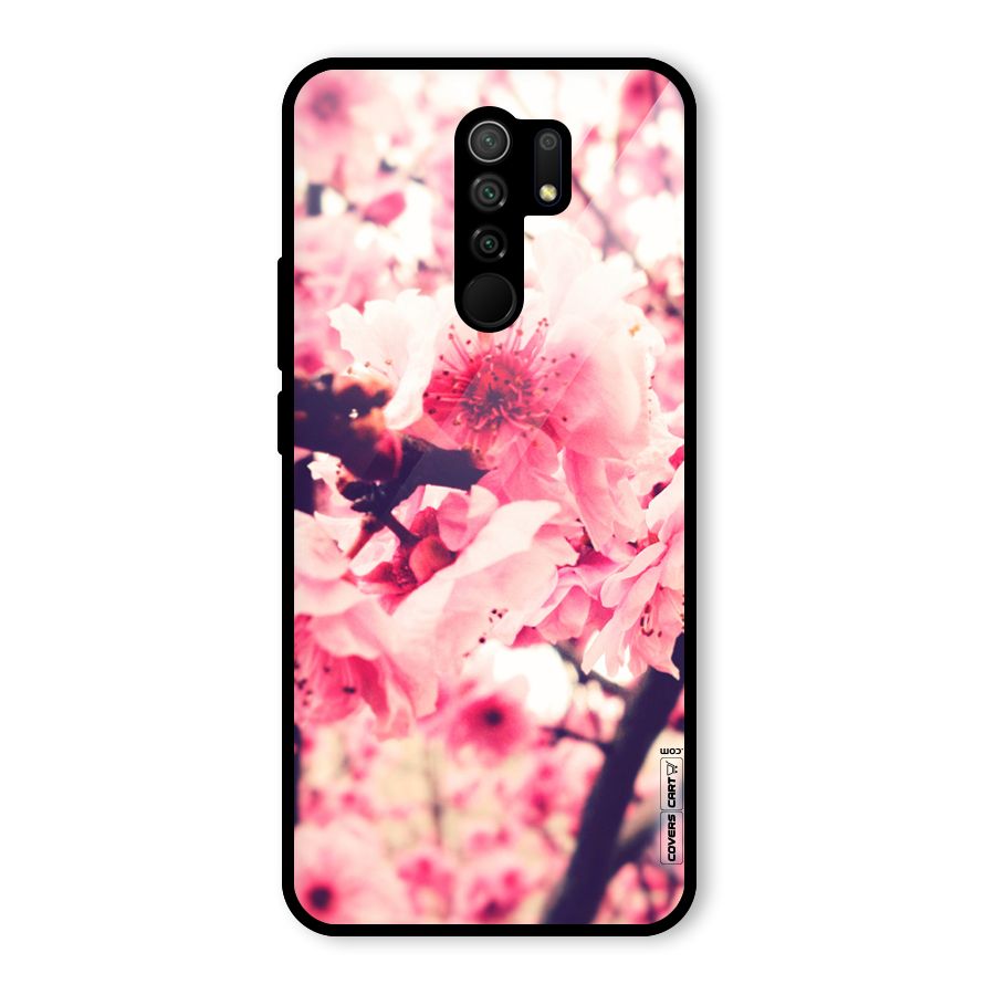 Pretty Pink Flowers Glass Back Case for Redmi 9 Prime