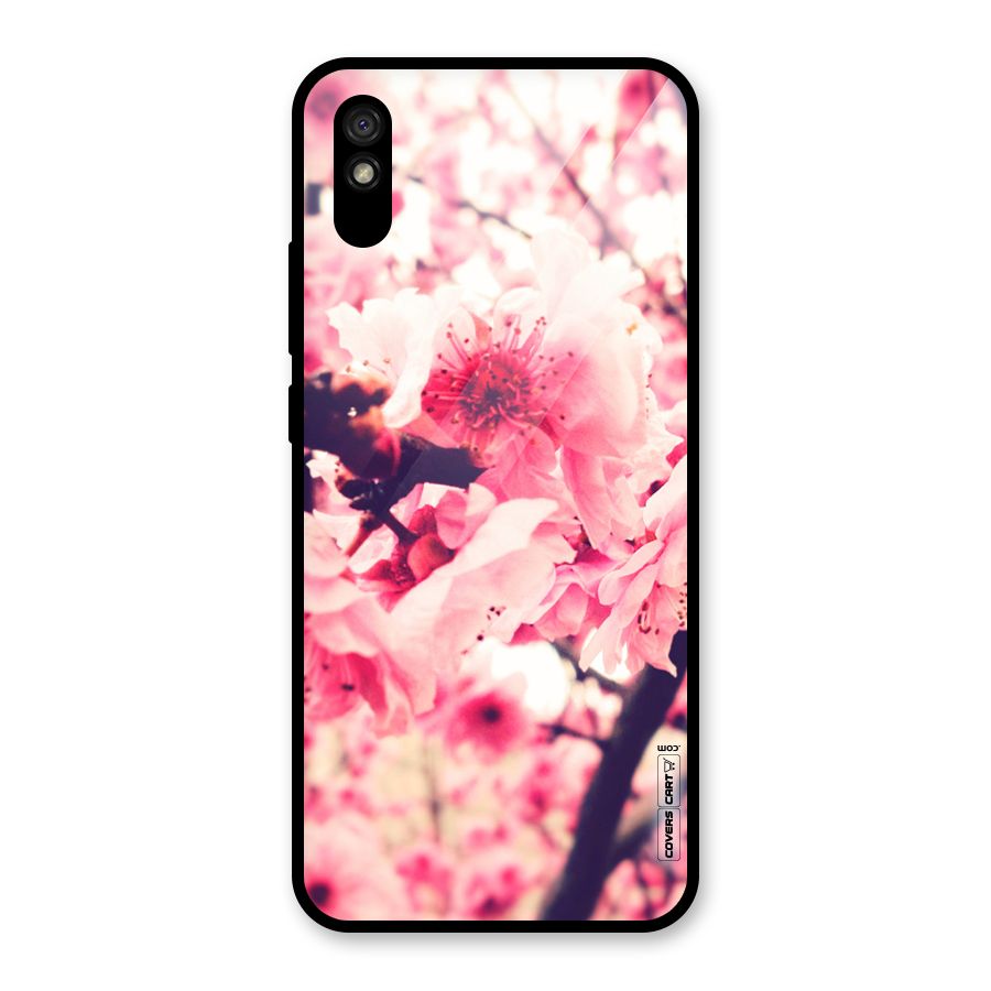 Pretty Pink Flowers Glass Back Case for Redmi 9i