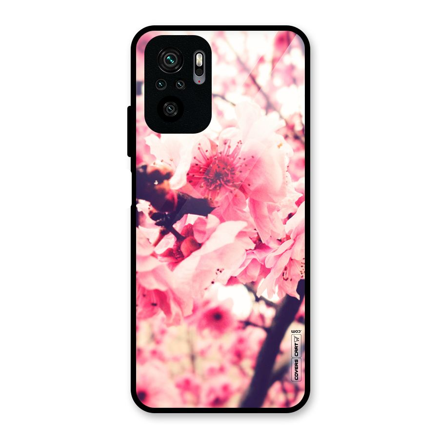 Pretty Pink Flowers Glass Back Case for Redmi Note 10S
