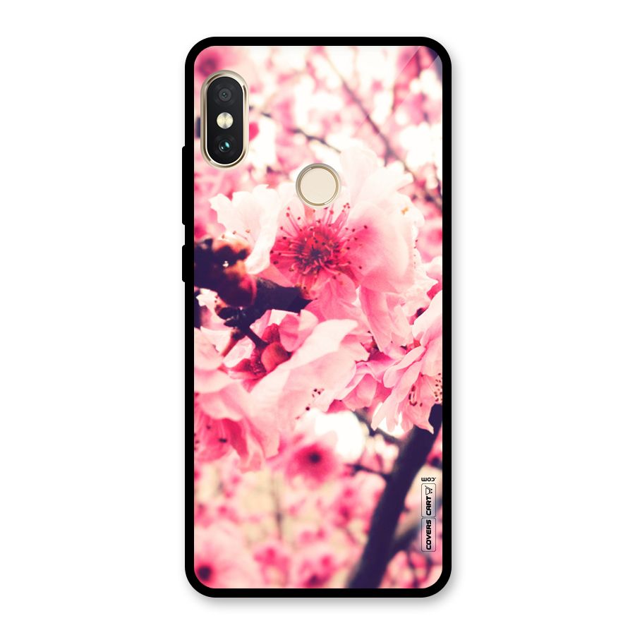 Pretty Pink Flowers Glass Back Case for Redmi Note 5 Pro