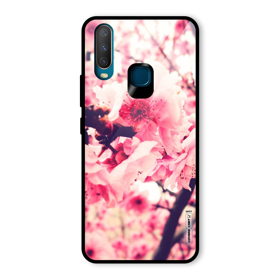 Pretty Pink Flowers Glass Back Case for Vivo U10