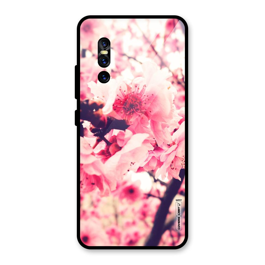 Pretty Pink Flowers Glass Back Case for Vivo V15 Pro