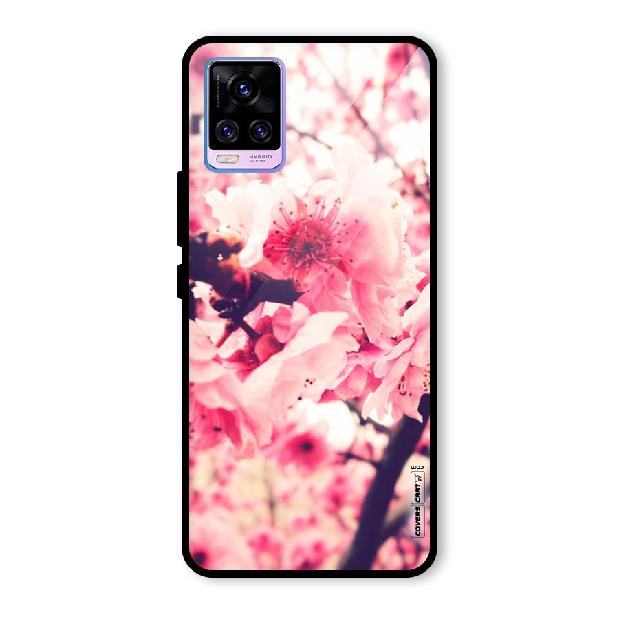 Pretty Pink Flowers Glass Back Case for Vivo V20 Pro