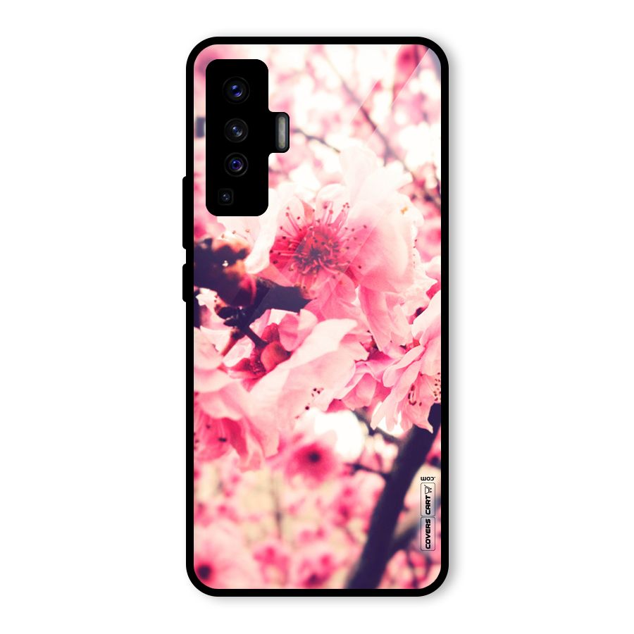 Pretty Pink Flowers Glass Back Case for Vivo X50