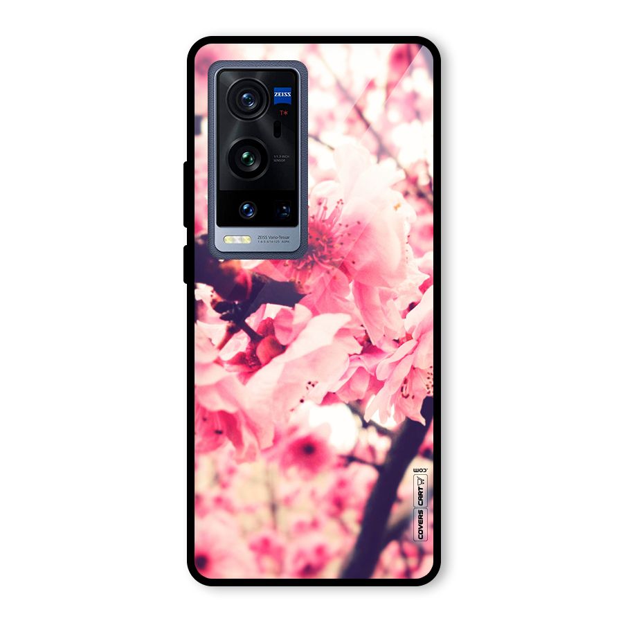 Pretty Pink Flowers Glass Back Case for Vivo X60 Pro Plus