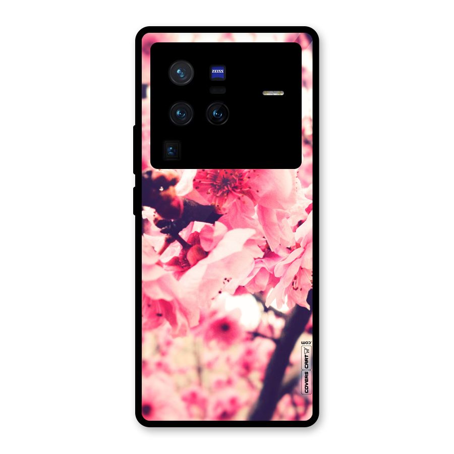 Pretty Pink Flowers Glass Back Case for Vivo X80 Pro