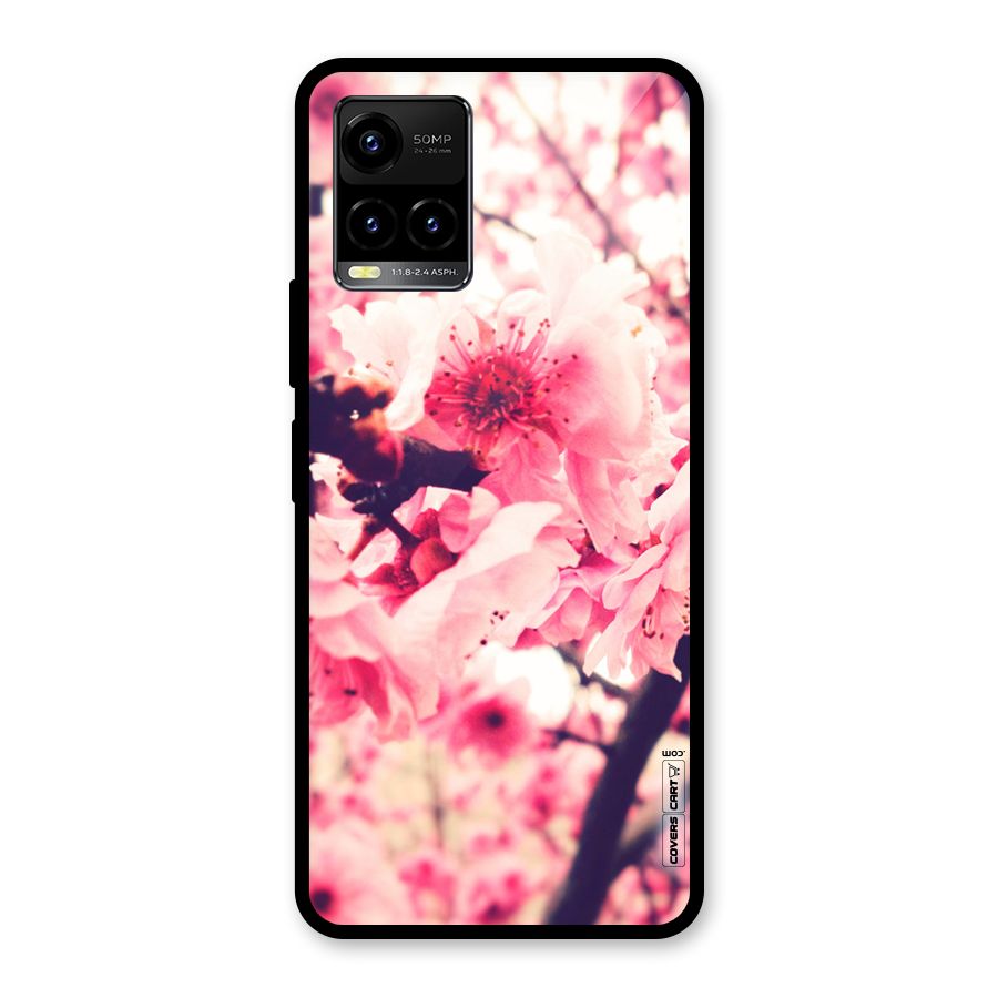Pretty Pink Flowers Glass Back Case for Vivo Y21T