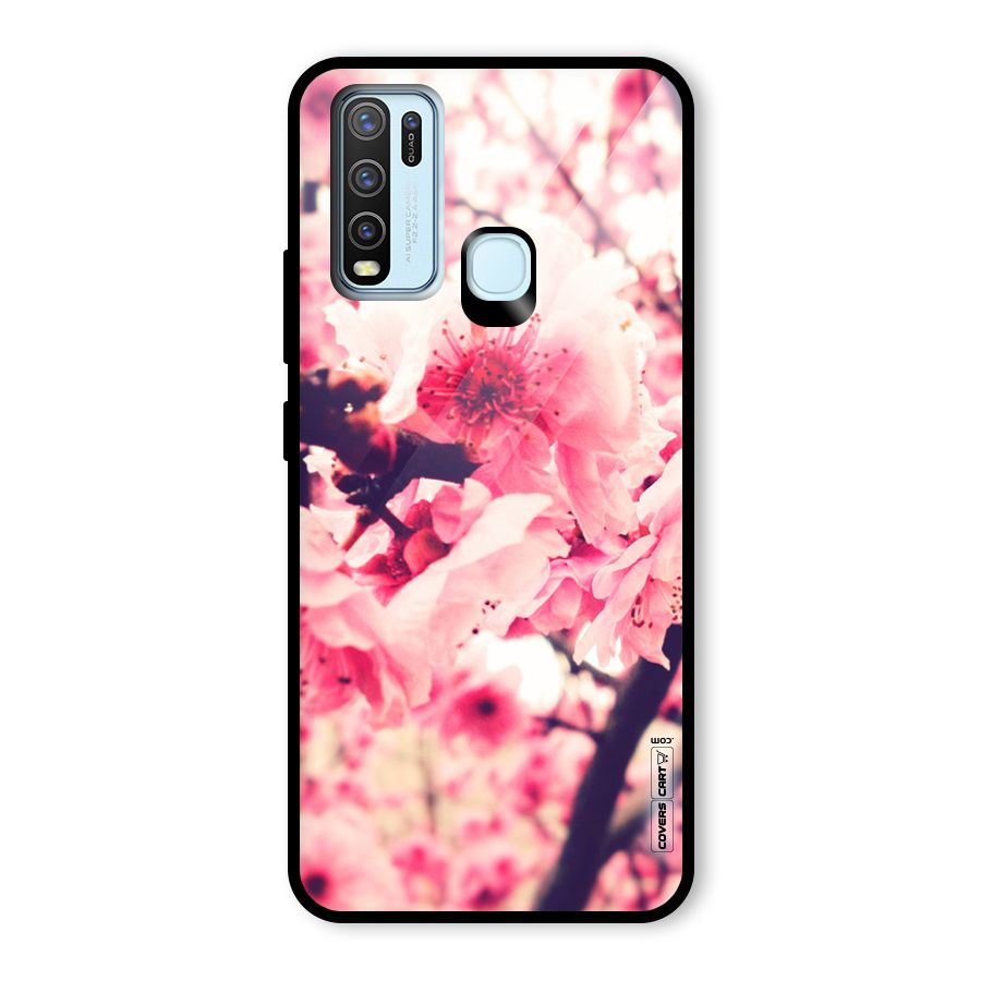Pretty Pink Flowers Glass Back Case for Vivo Y50