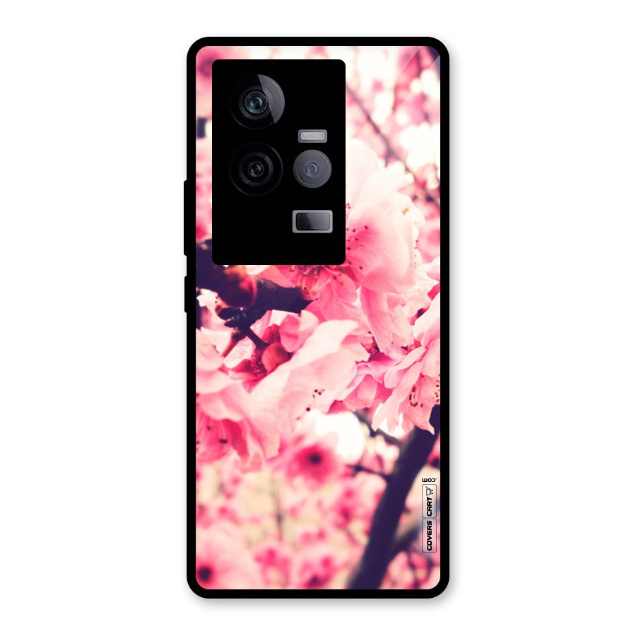 Pretty Pink Flowers Glass Back Case for Vivo iQOO 11 5G