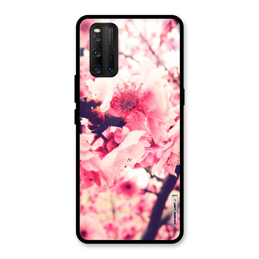 Pretty Pink Flowers Glass Back Case for Vivo iQOO 3