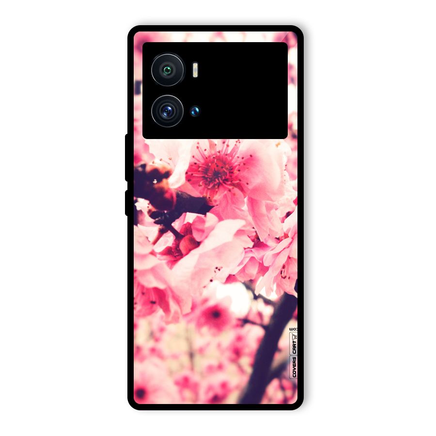 Pretty Pink Flowers Glass Back Case for Vivo iQOO 9 Pro