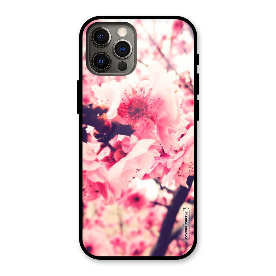 Pretty Pink Flowers Glass Back Case for iPhone 12 Pro